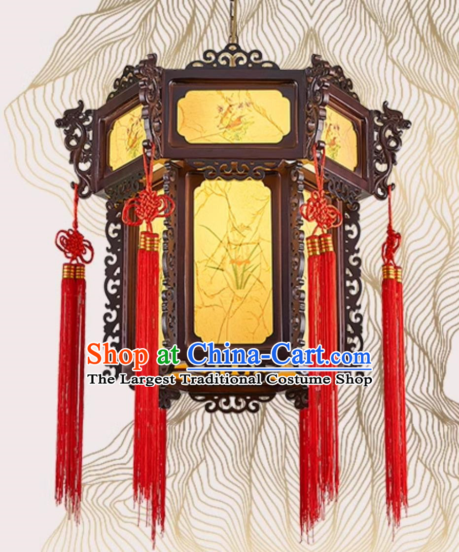 24 Inches Diameter Chinese Lantern Chandelier Antique Hexagonal Faucet Palace Lantern Classical Solid Wood Lamp Chinese Style