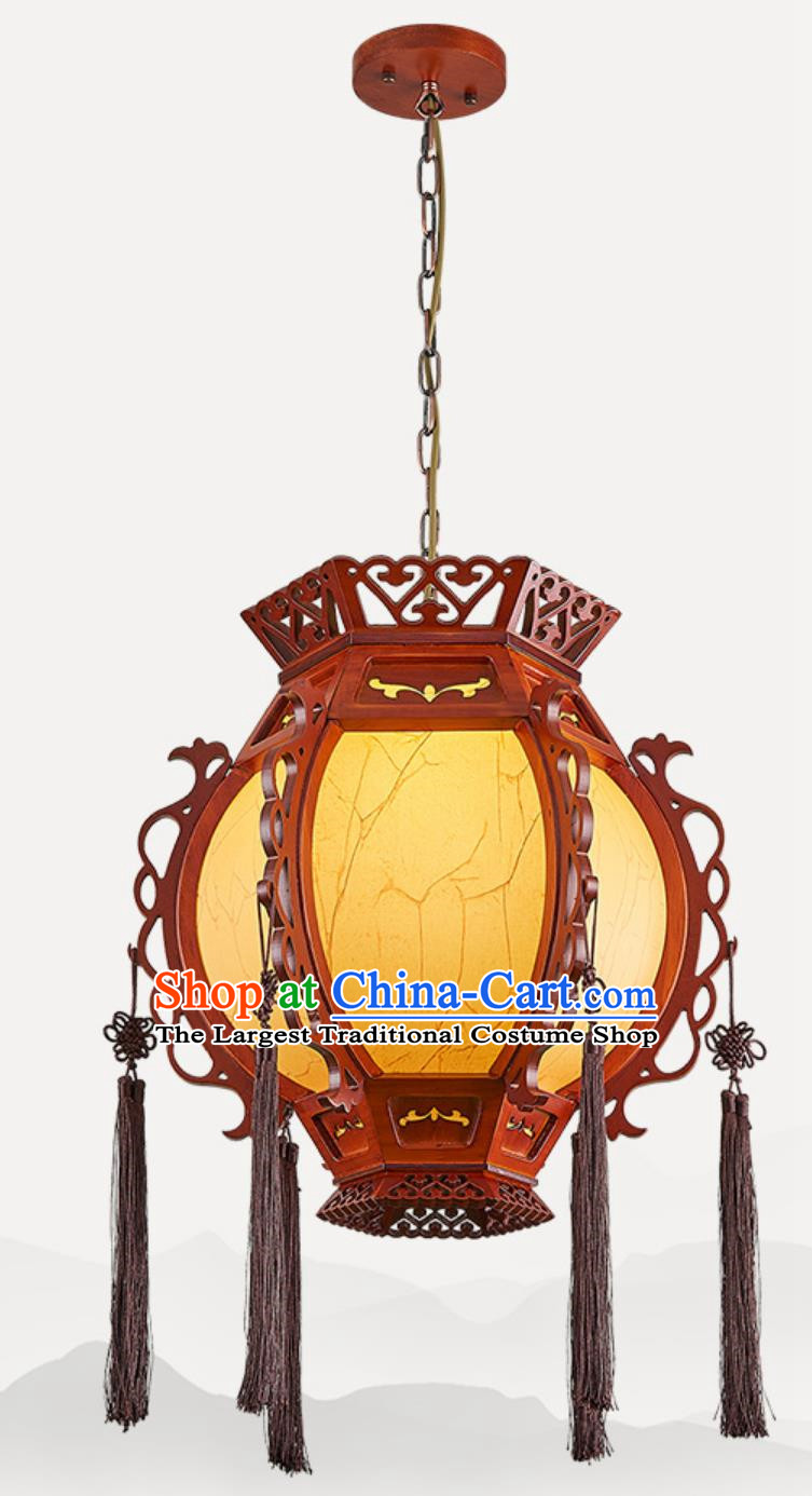 18 Inches Diameter Chinese Lantern Classical Palace Lantern Red Festive Housewarming Balcony Light Solid Wood Corridor Aisle Courtyard Door Chandelier