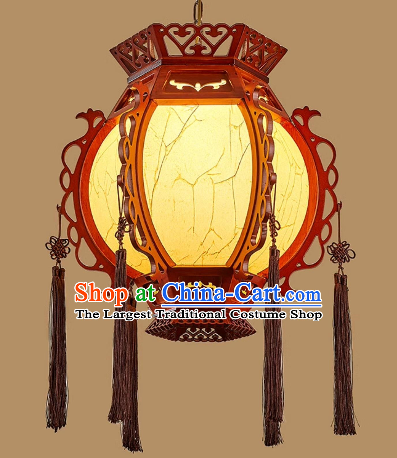18 Inches Diameter Chinese Lantern Classical Palace Lantern Red Festive Housewarming Balcony Light Solid Wood Corridor Aisle Courtyard Door Chandelier