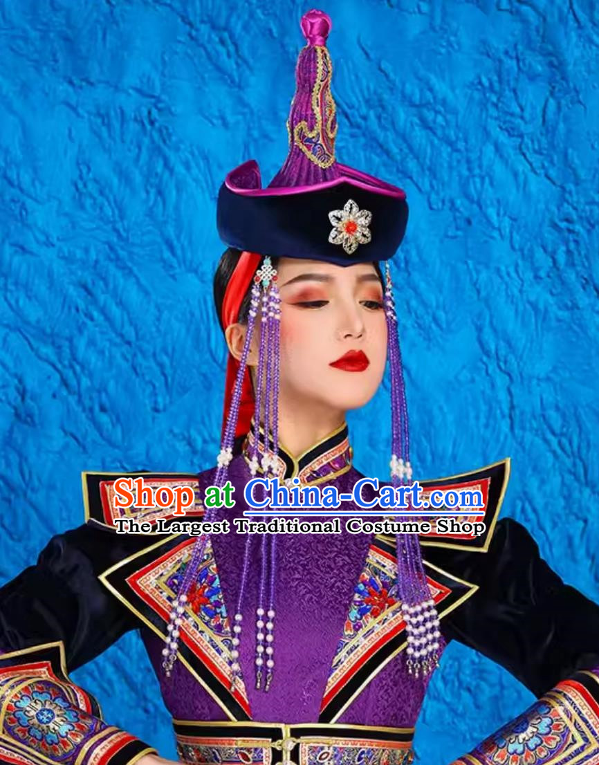 Female Ethnic Minority Dance Costumes Mongolian Tibetan Dance Stage Photography Headwear Wedding Bride