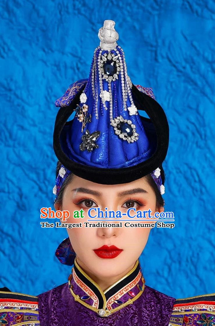 Mongolian Lady Pointed Hat High End Ethnic Minority Style Performance Stage Bridal Headwear