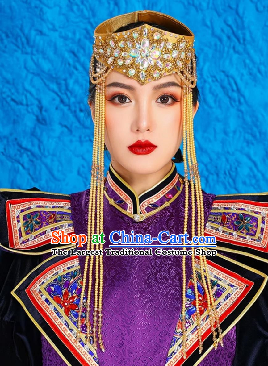 Mongolian Lady Headdress Hat Minority Performance Dance Headdress Bride Wedding