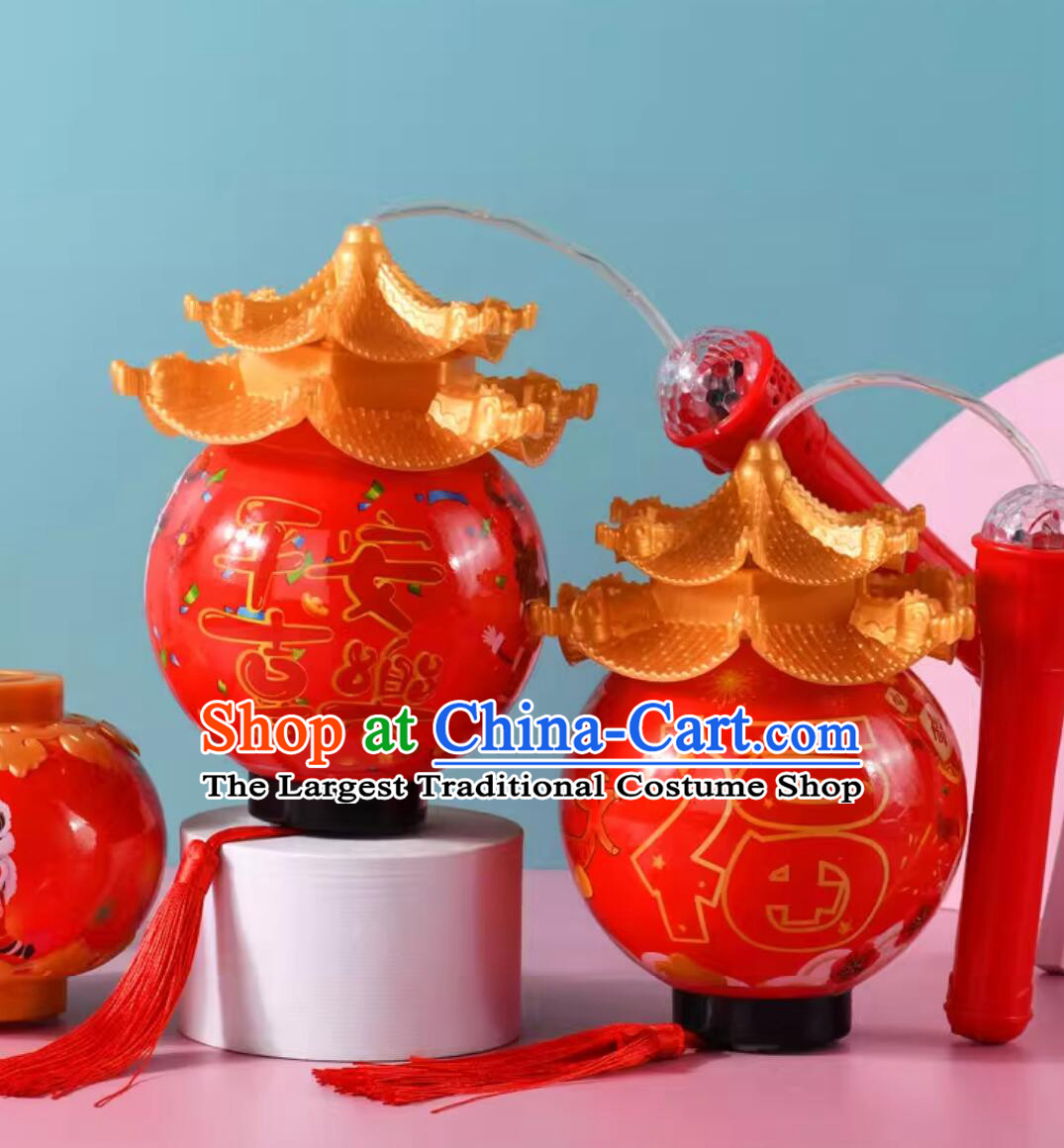 Traditional Chinese New Year Lantern Asian Portable Palace Lantern Red Musical Lamp
