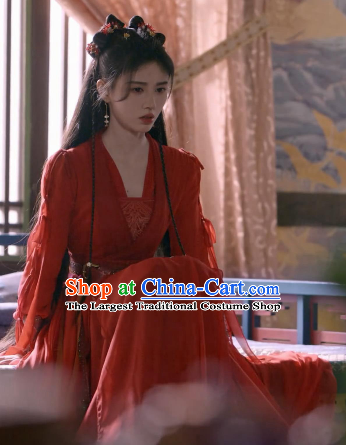 Chinese Ancient Female Knight Clothing Xian Xia TV Series Sword and Fairy 4 Swordswoman Han Ling Sha Red Dresses