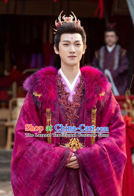 Chinese 2024 Xian Xia TV Series The Last Immortal Demon Emperor Hong Yi Fushcia Costumes Ancient Swordsman King Clothing