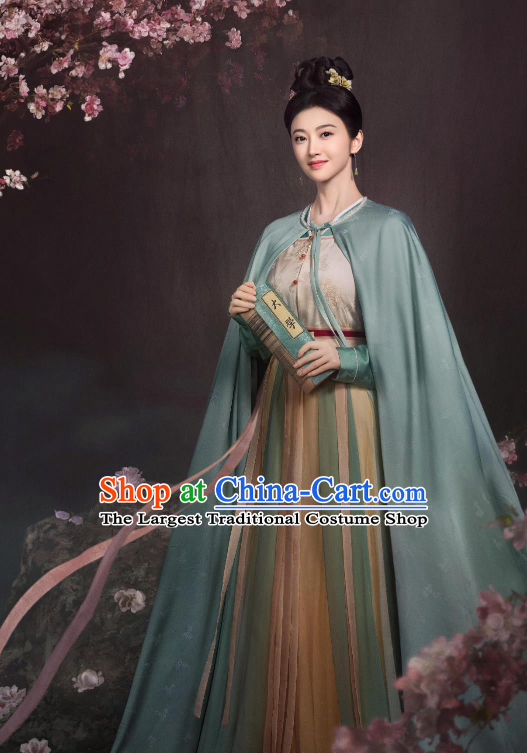 China Ancient Noble Woman Costumes TV Drama The Legend of Zhuohua Mu Zhuo Hua Dress and Cape Complete Set