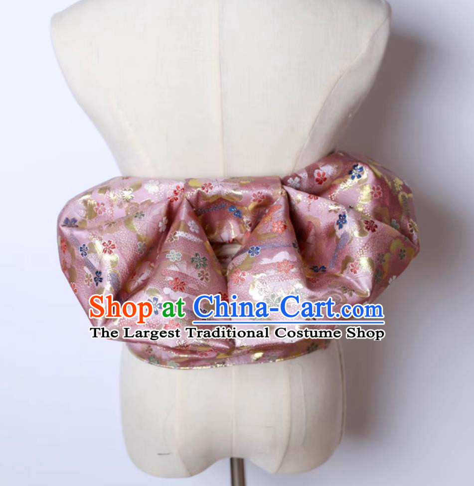 Pink Japanese Kimono Waistband Bathrobe Waistband Woven Brocade Belt Bowknot Waistband