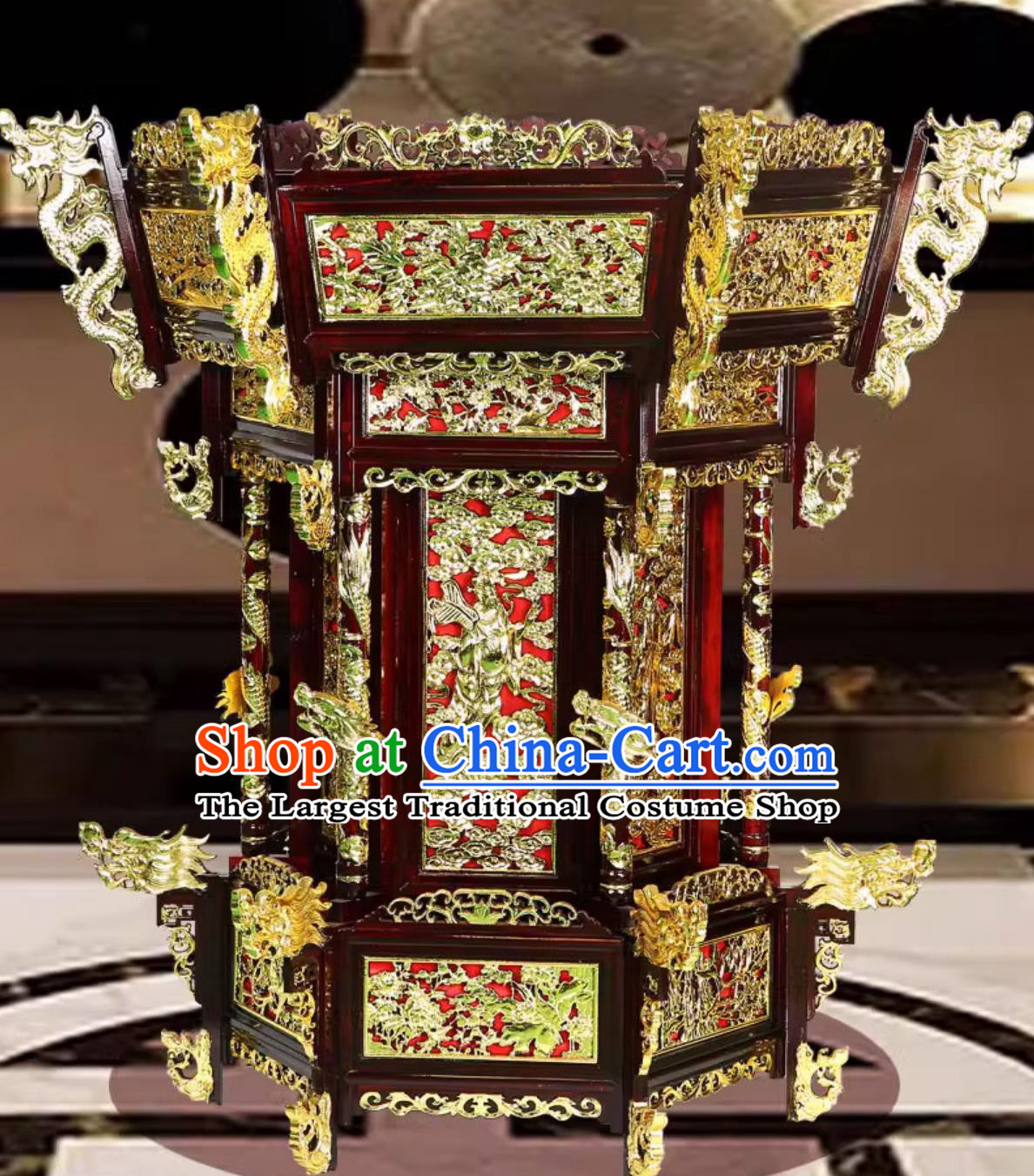 150cm Solid Wood Carved Large Faucet Gilded Temple Glazed Lantern Antique Palace Lantern Chinese Classical Large Lantern