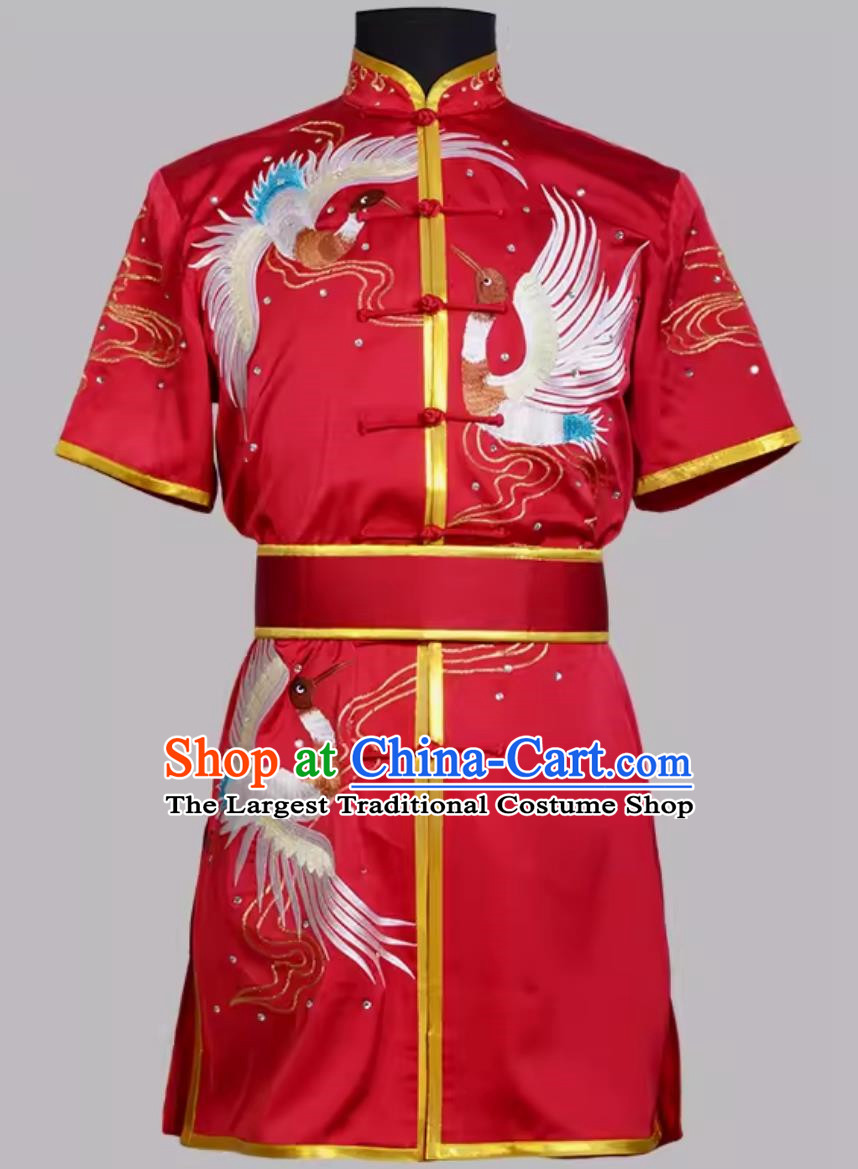 Crane Embroidered Colorful Uniforms Martial Arts Uniforms Routine Competition Performance Practice Uniforms
