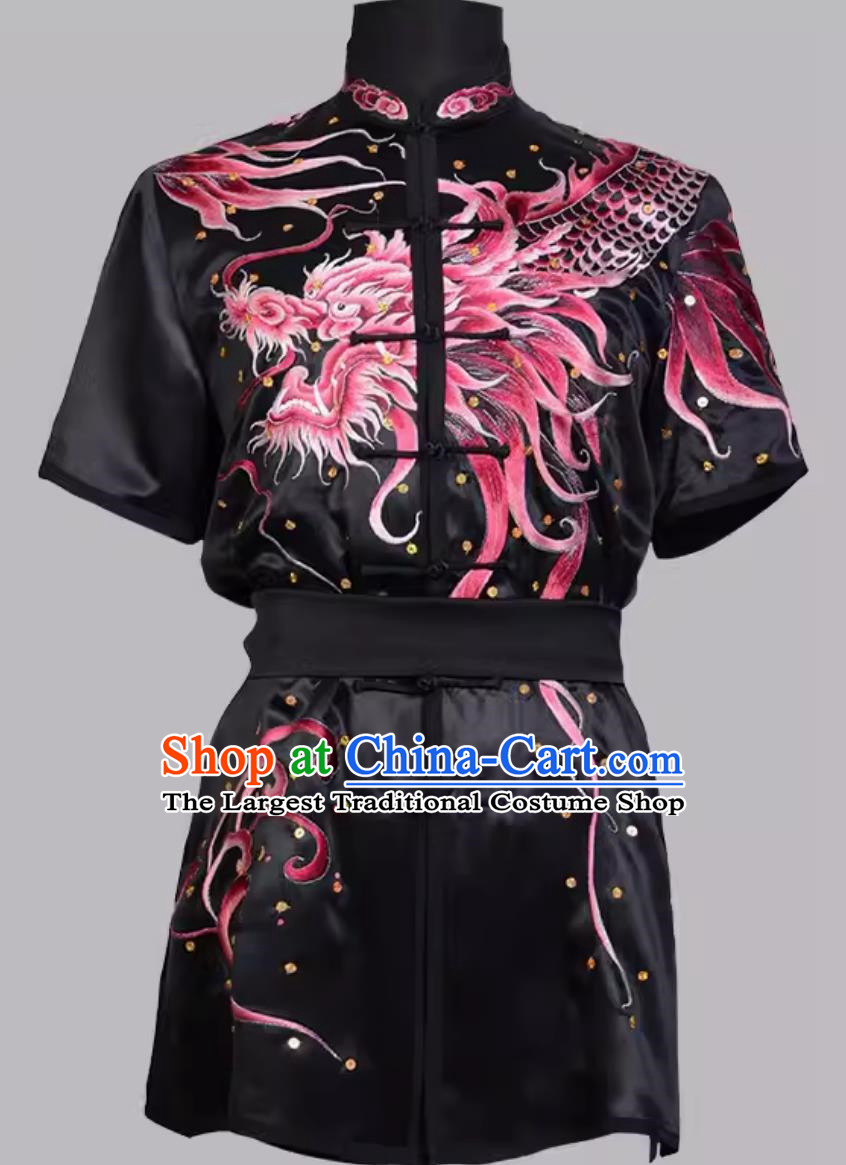 Martial Arts Suit Silk High End Embroidery Performance Suit Mulberry Silk Heavy Industry Embroidery Competition Training Suit