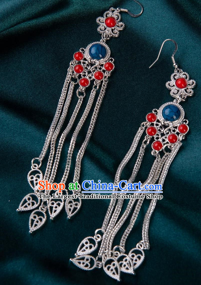 Tibetan Earrings Mongolian Exotic Long Tassel Earrings Ethnic Style Performance Earrings Earrings