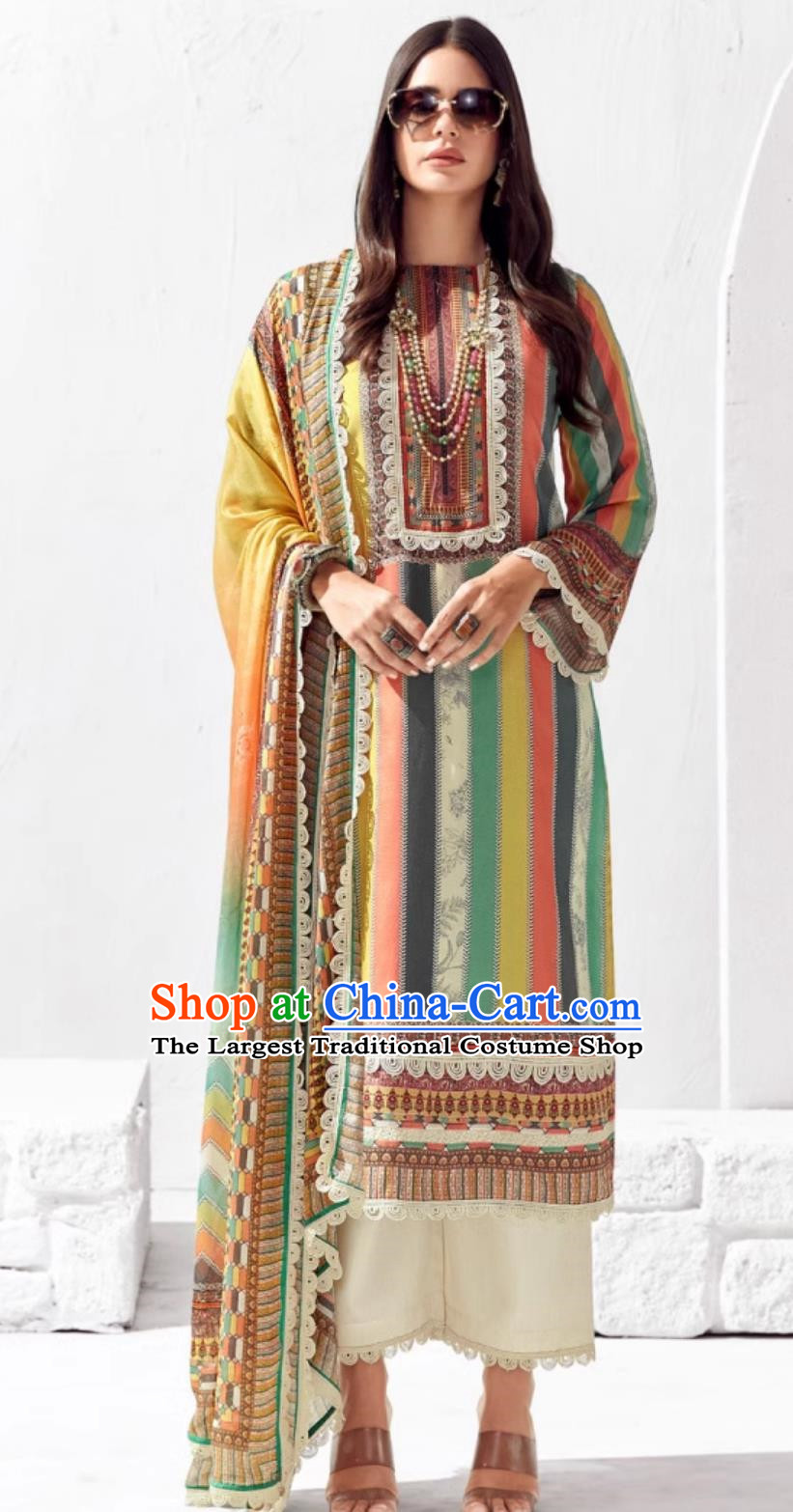 Indian Panchabi Color Three Piece Tailor Made Exotic Women Clothing