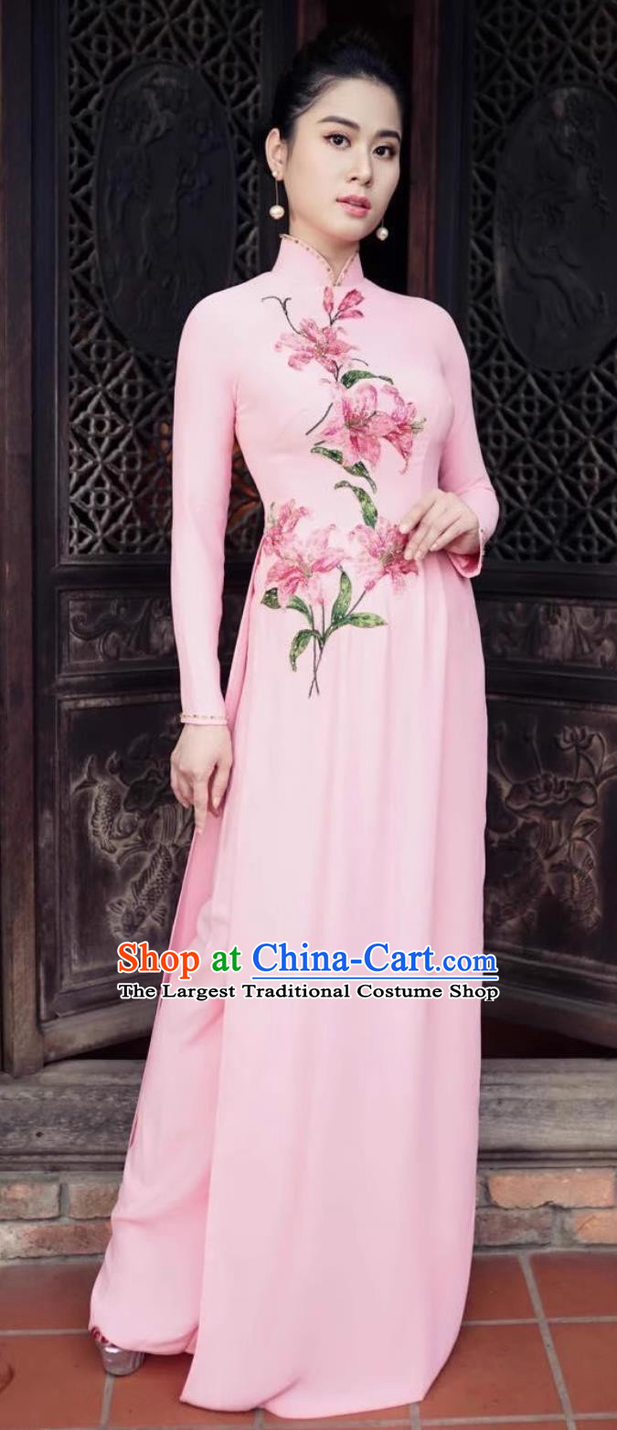 Ao Dai Cheongsam Dress Catwalk Vietnamese Long Stage Performance Clothing For Women