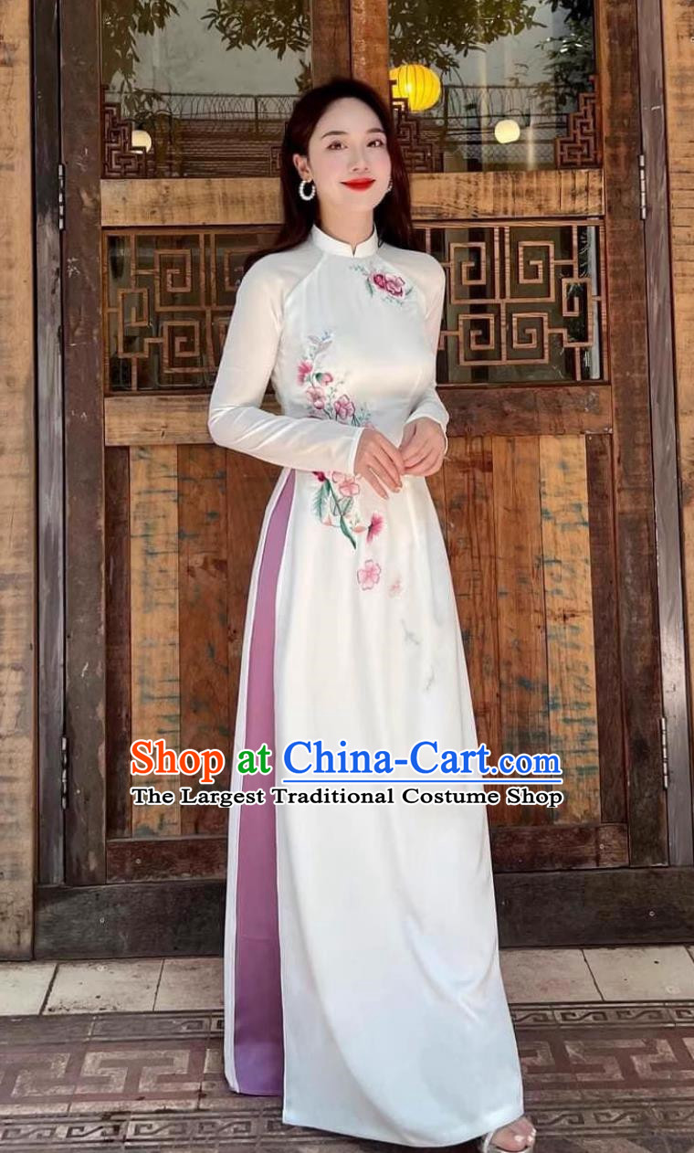 Cheongsam Ao Dai Women Suit Performance Dress Annual Meeting Host Embroidered Skirt