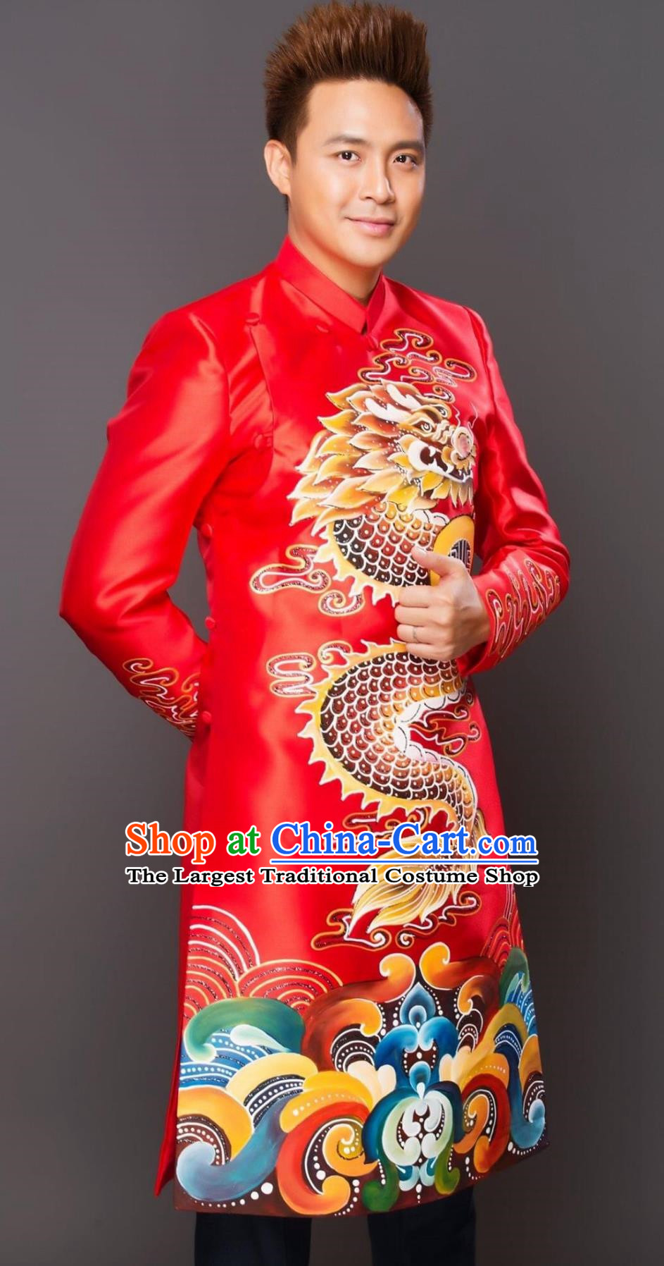 Vietnamese Men Tops Catwalk Costumes Groom Costumes Stage Costumes