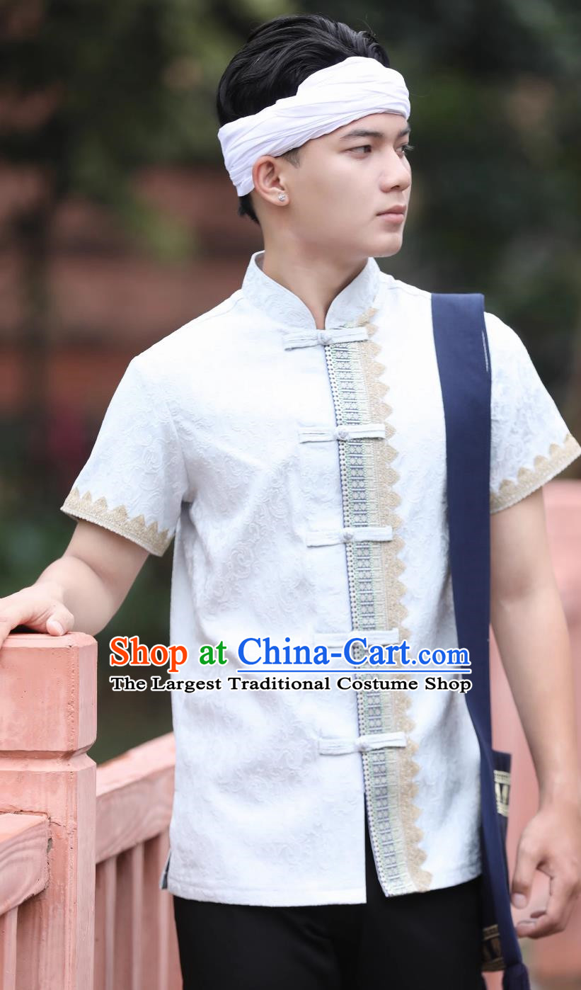 Dai Traditional Men Top Spring And Summer Short Sleeved Daily White Shirt