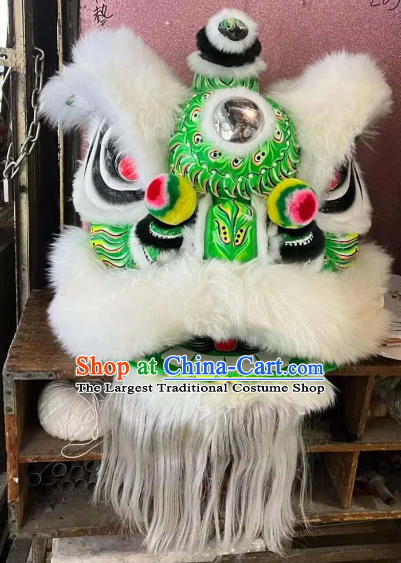 Chinese White Fur Dance Lion Professional Dancing Lion Handmade Fut San Lion Costume Complete Set