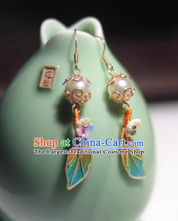 Chinese Hanfu Qipao Accessories Earrings Intangible Cultural Heritage Handmade Jewelries Velvet Flower Silk Imitation Diancui Earbobs