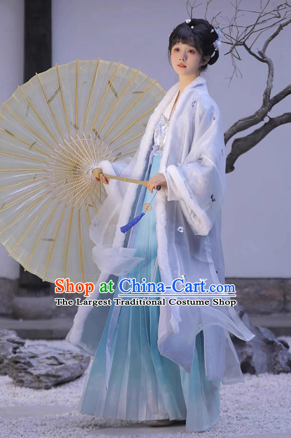 Chinese Song Dynasty Young Lady Blue Dresses Ancient Princess Embroidered Garment Costumes Online Shop Hanfu