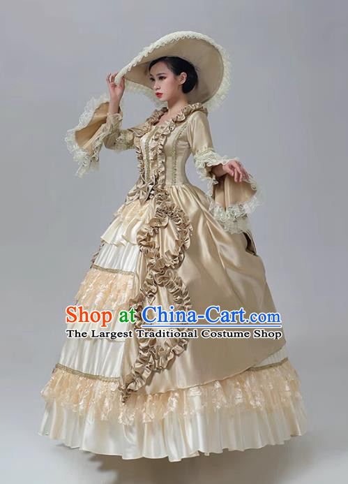 Drama Princess Champagne Dress European Court Dress British Medieval Retro Garment Aristocratic Stage Costume