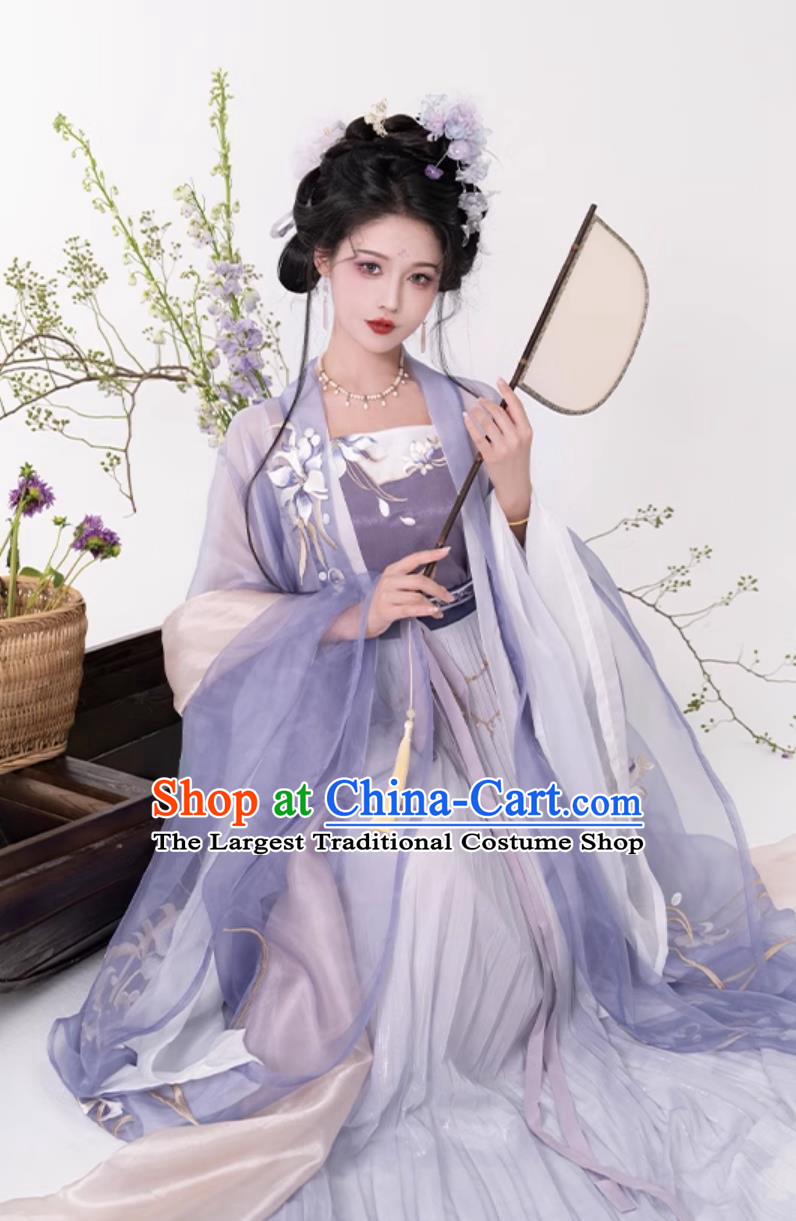 China Ancient Princess Clothing Traditional Hanfu Song Dynasty Woman Purple Dress