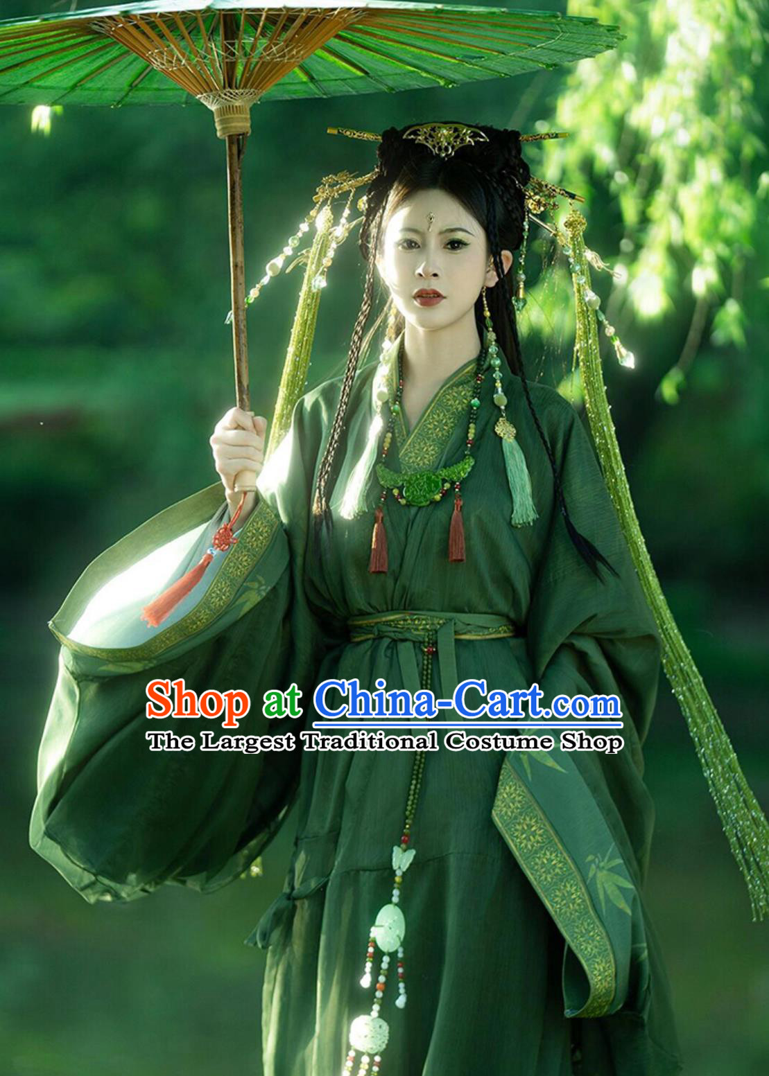 Green Warring States Robe Chinese Han Dynasty Palace Woman Hanfu Clothing Ancient China Empress Costume