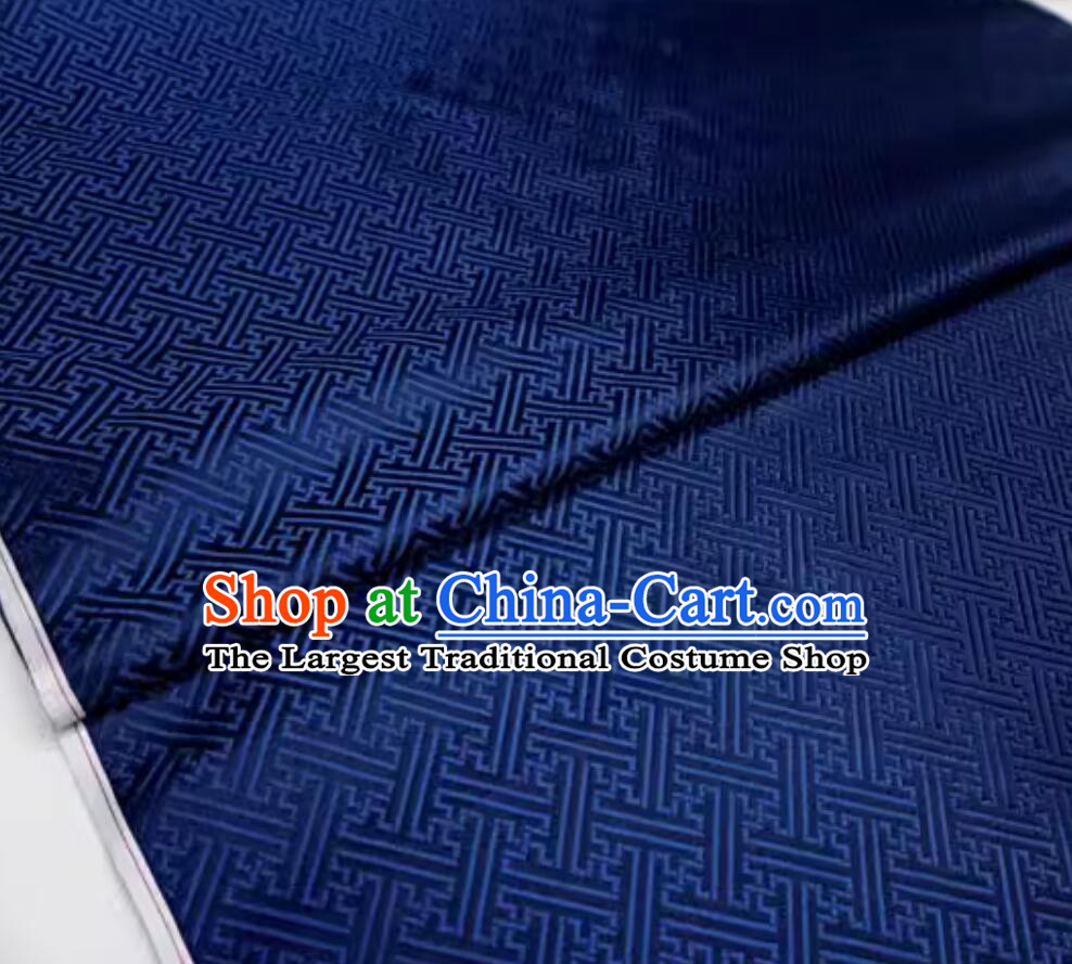 Chinese Traditional Pattern Design Navy Blue Cloth Top Brocade Fabric Tang Suit Material