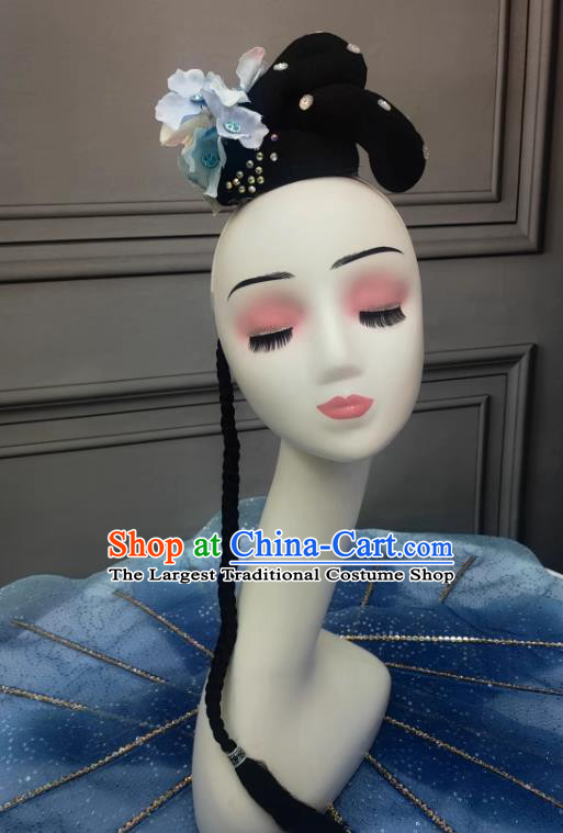 Handmade China Classical Dance Headdress Chinese Hanfu Dance Wig Headpieces
