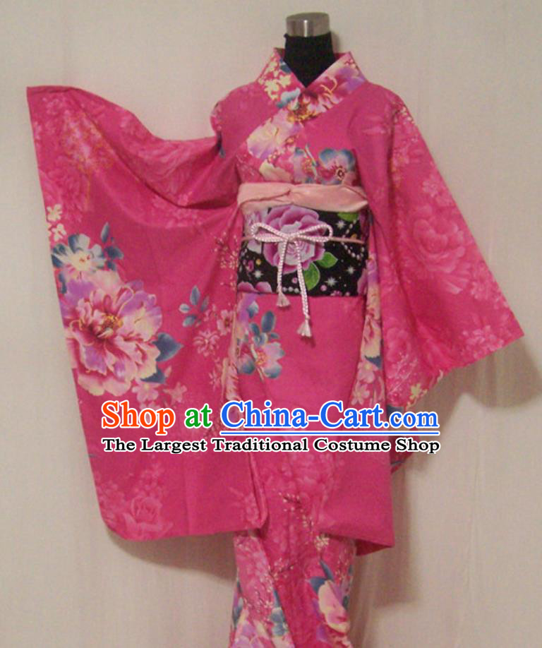 Japanese National Clothing Women Formal Attire Traditional Pink Furisode Kimono