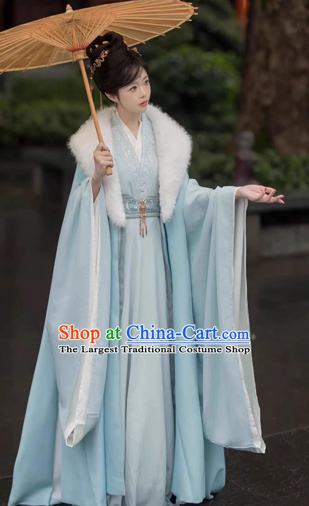 China Ancient Palace Princess Blue Hanfu Dress Jin Dynasty Palace Woman Costumes Traditional Chinese Clothing