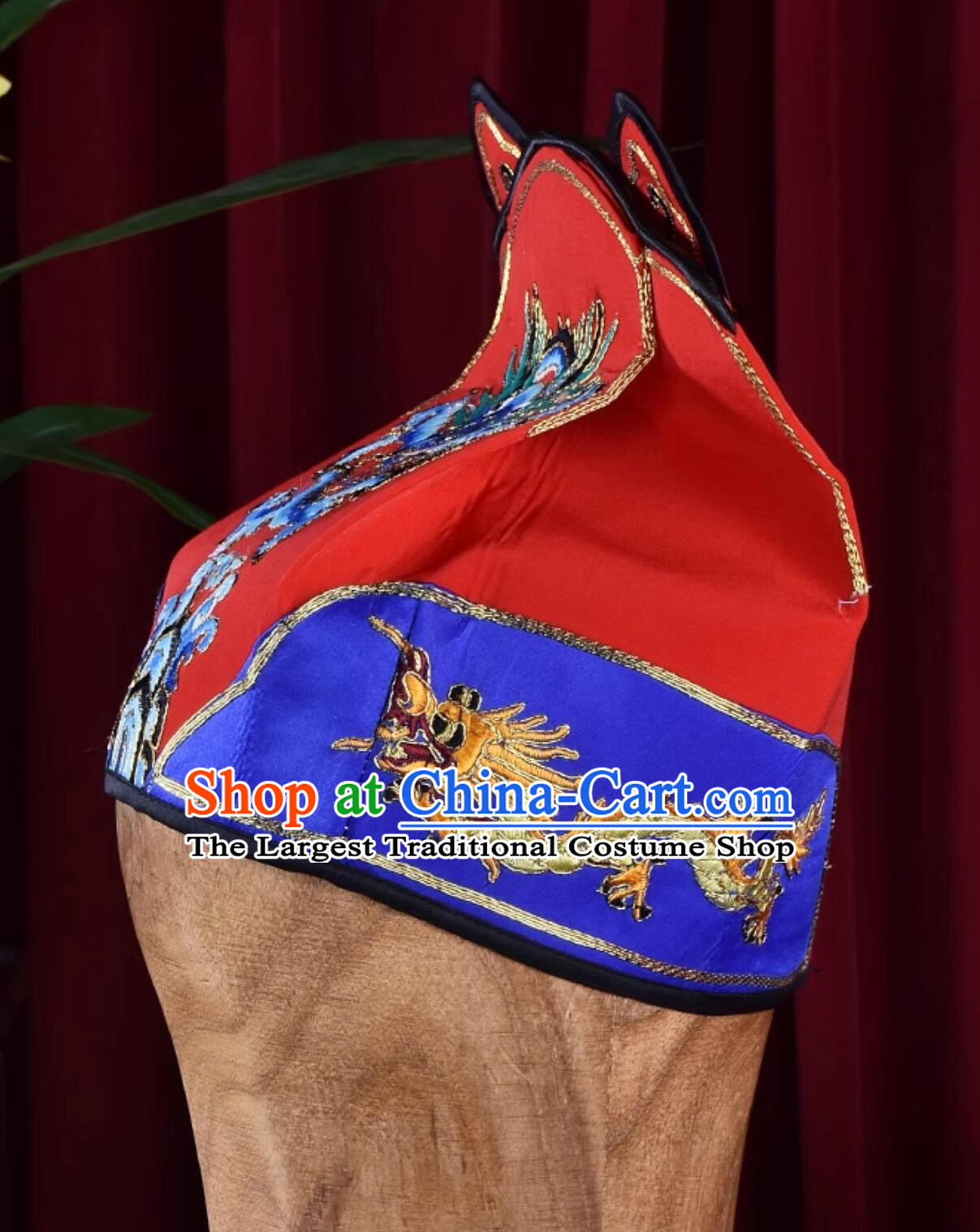 Chinese Beijing Opera Emperor Hat Huangmei Opera Emperor Crown Red Soft Imperial Hat
