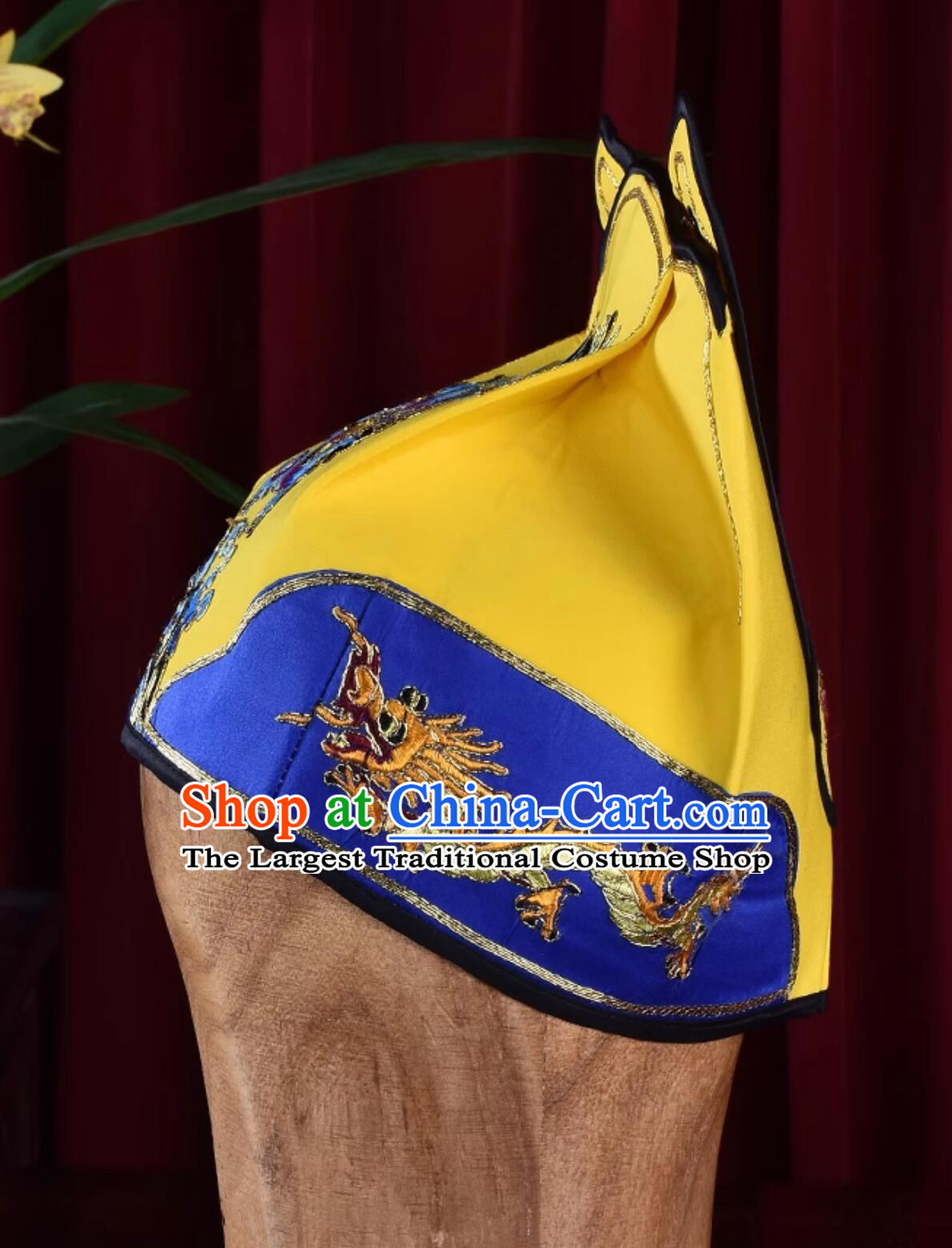 Chinese Peking Opera Yellow Soft Imperial Hat Beijing Opera Emperor Headwear Huangmei Opera Emperor Crown