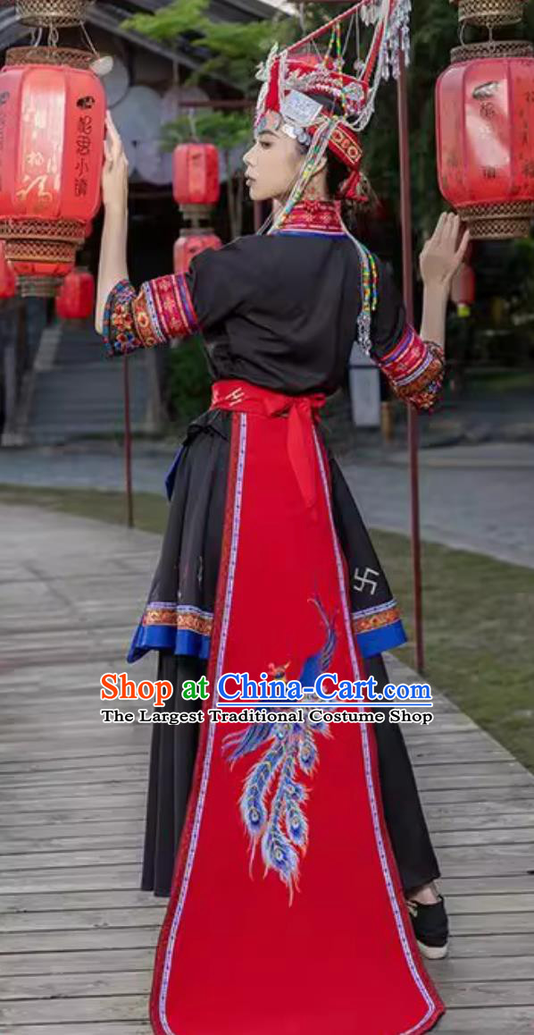 She Ethnic Costume Women Chinese Minority Traditional Embroidered Phoenix Dress Folk Dance Performance Clothing
