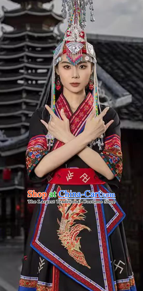 She Ethnic Costume Women Chinese Minority Traditional Embroidered Phoenix Dress Folk Dance Performance Clothing