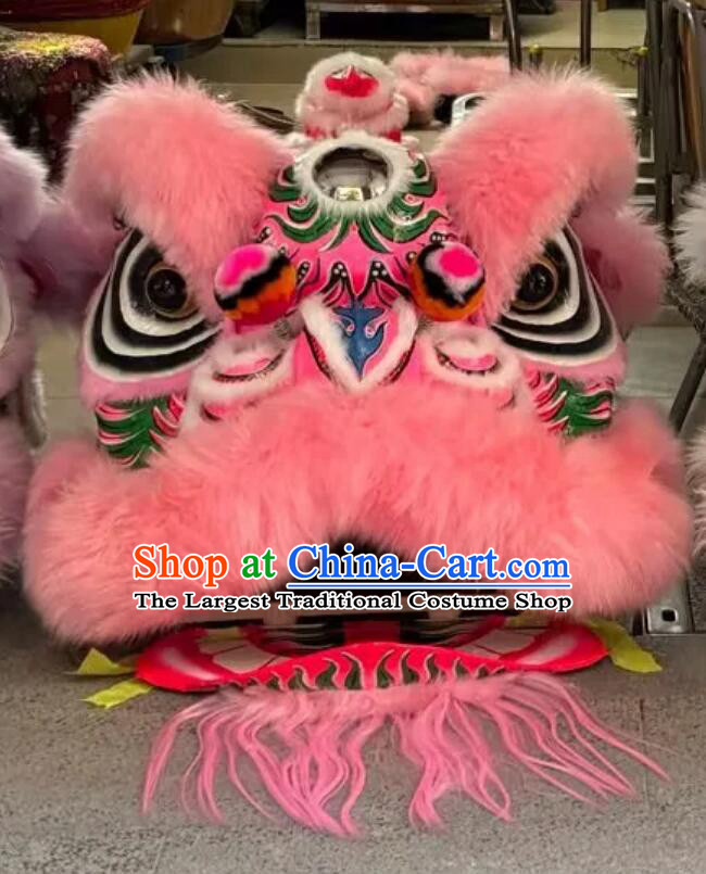 Pink Wool Fut San Lion Head Dancing Costume Handmade Chinese Lion Dance Clothing Festival Celebration Lion Equipment Complete Set