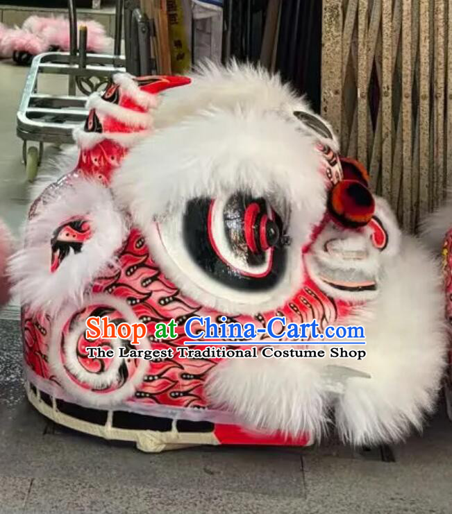 Festival Celebration Lion Equipment White Wool Fut San Lion Head Dancing Costume Handmade Chinese Lion Dance Clothing Complete Set