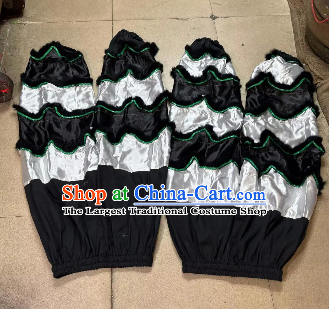 Black and White Chinese Dancing Lion Tail and Pants Traditional Lion Dance Costumes Set