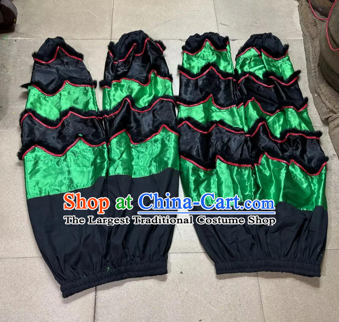 Black and Green Traditional Lion Dance Costumes Chinese Dancing Lion Tail and Pants Set