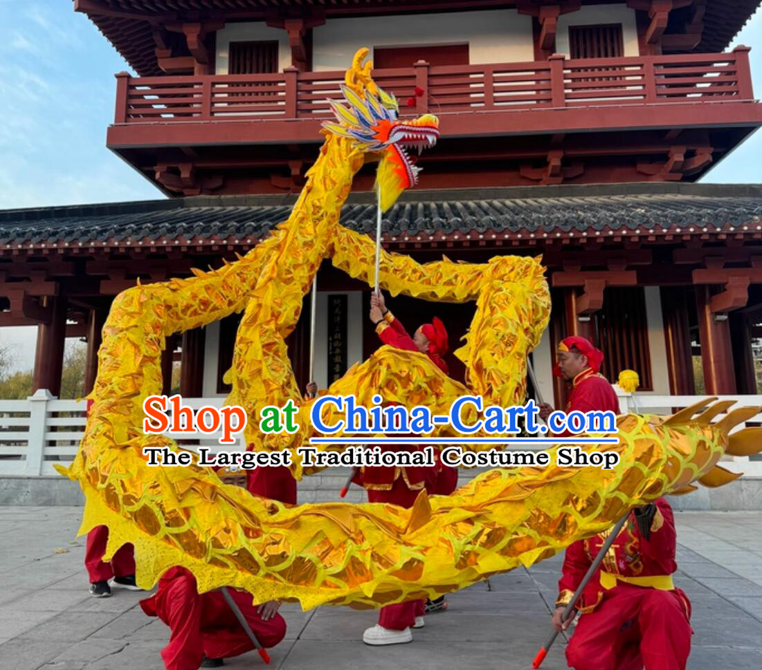 Golden Professional Lantern Festival Celebration Dragon Parade Equipment Chinese Traditional Dragon Dance Costumes Complete Set