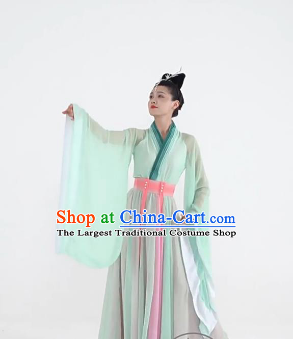Classical Dance Chinese Style Hanfu Green Performance Costume Womens Guoxue Bamboo Rhythm Dancewear