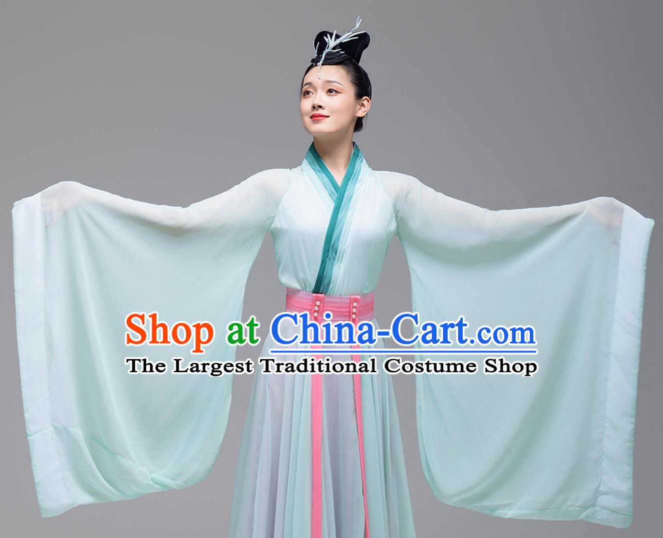 Classical Dance Chinese Style Hanfu Green Performance Costume Womens Guoxue Bamboo Rhythm Dancewear