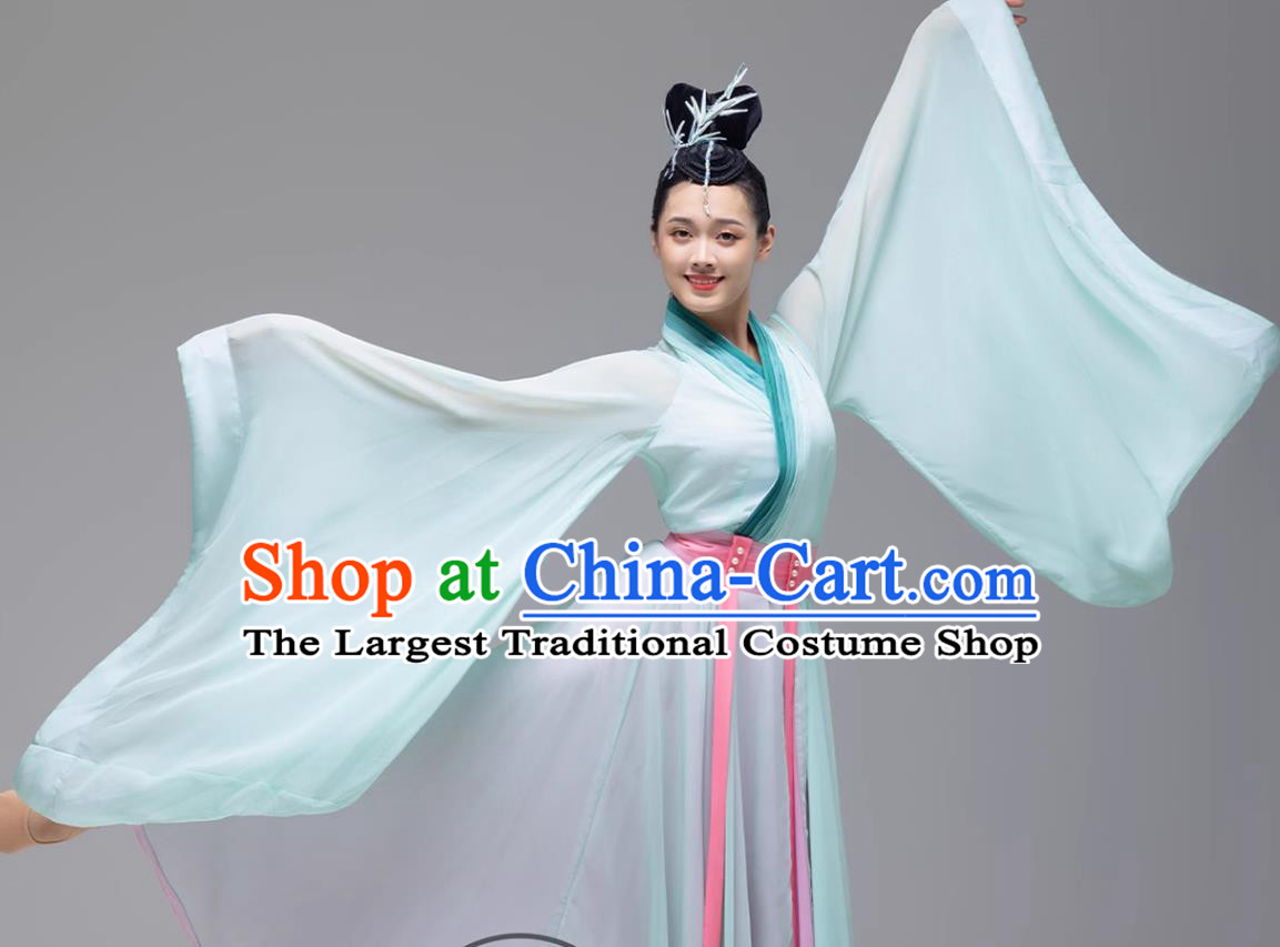 Classical Dance Chinese Style Hanfu Green Performance Costume Womens Guoxue Bamboo Rhythm Dancewear