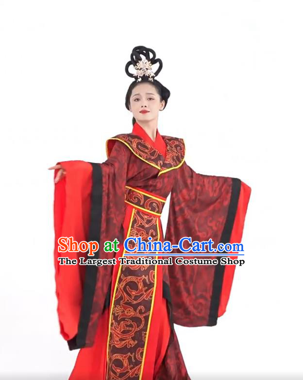 Classical Dance Zhi Yu Costume Ancient Chinese Style Ritual Hanfu Womens Traditional Red Wide Sleeves Dress