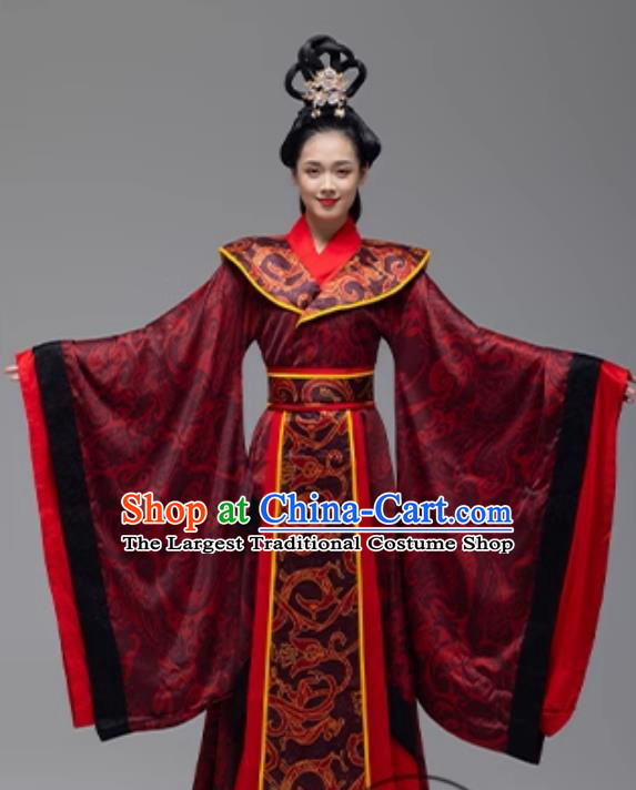 Classical Dance Zhi Yu Costume Ancient Chinese Style Ritual Hanfu Womens Red Wide Sleeves Dress