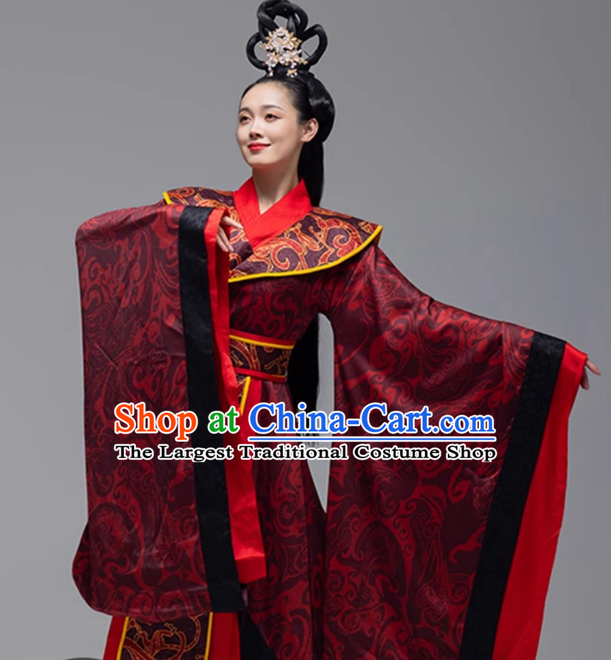 Classical Dance Zhi Yu Costume Ancient Chinese Style Ritual Hanfu Womens Red Wide Sleeves Dress