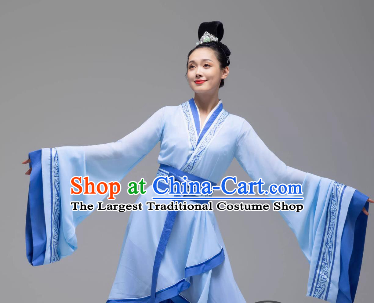 Tracing the Ancient Rites Classical Dance Costume Chinese Style Hanfu Ancient Woman Clothing Blue Fairy Performance Dress