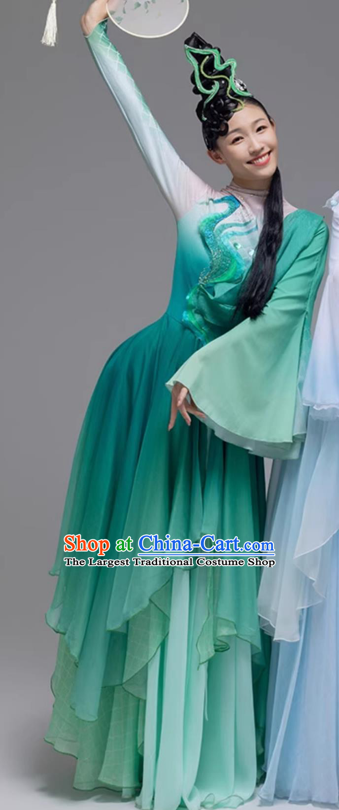 Chinese Classical Dance Costume Su Ying Qing Shuang Green Snake Hanfu Womens Ethereal Fairy Performance Dress