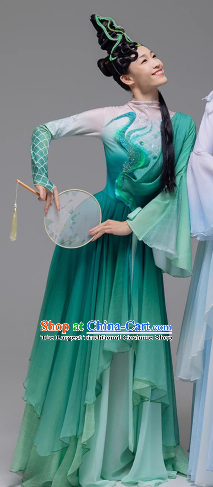 Chinese Classical Dance Costume Su Ying Qing Shuang Green Snake Hanfu Womens Ethereal Fairy Performance Dress