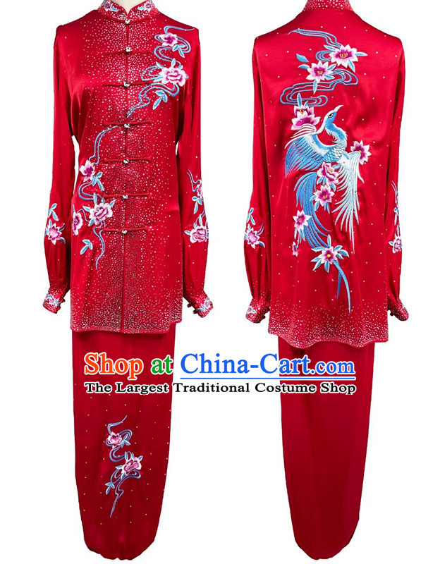 Starry Sky Red Tai Chi Suit Embroidery Wushu Competition Costume Chinese Kung Fu Performance Clothing