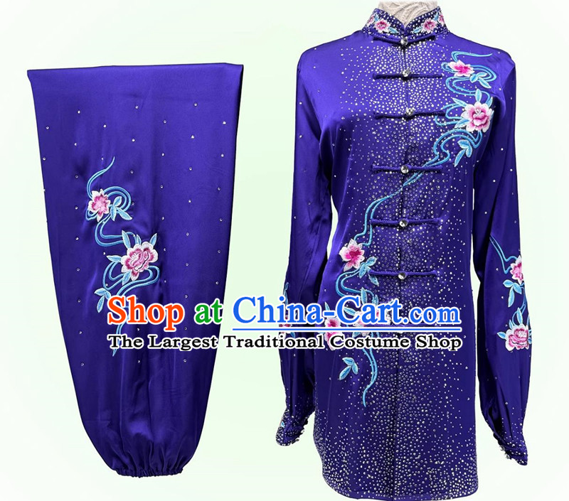 Chinese Kung Fu Performance Clothing Starry Sky Purple Tai Chi Suit Embroidery Wushu Competition Costume